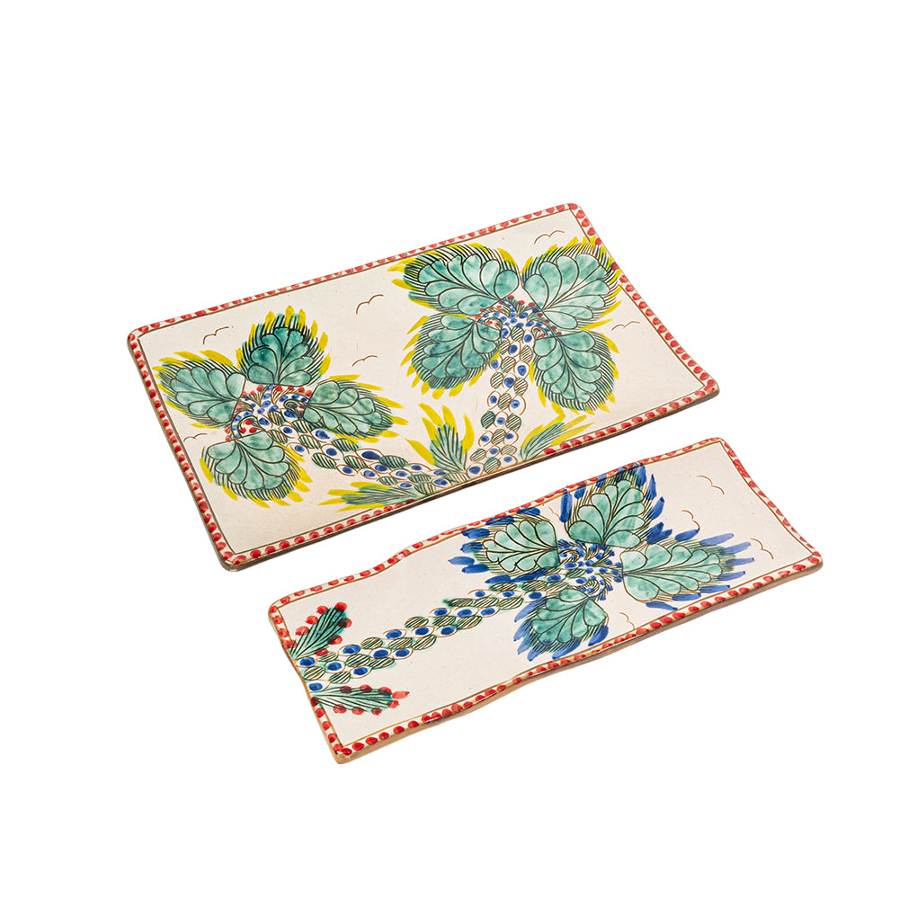 Peacock Motif Rectangular Plate