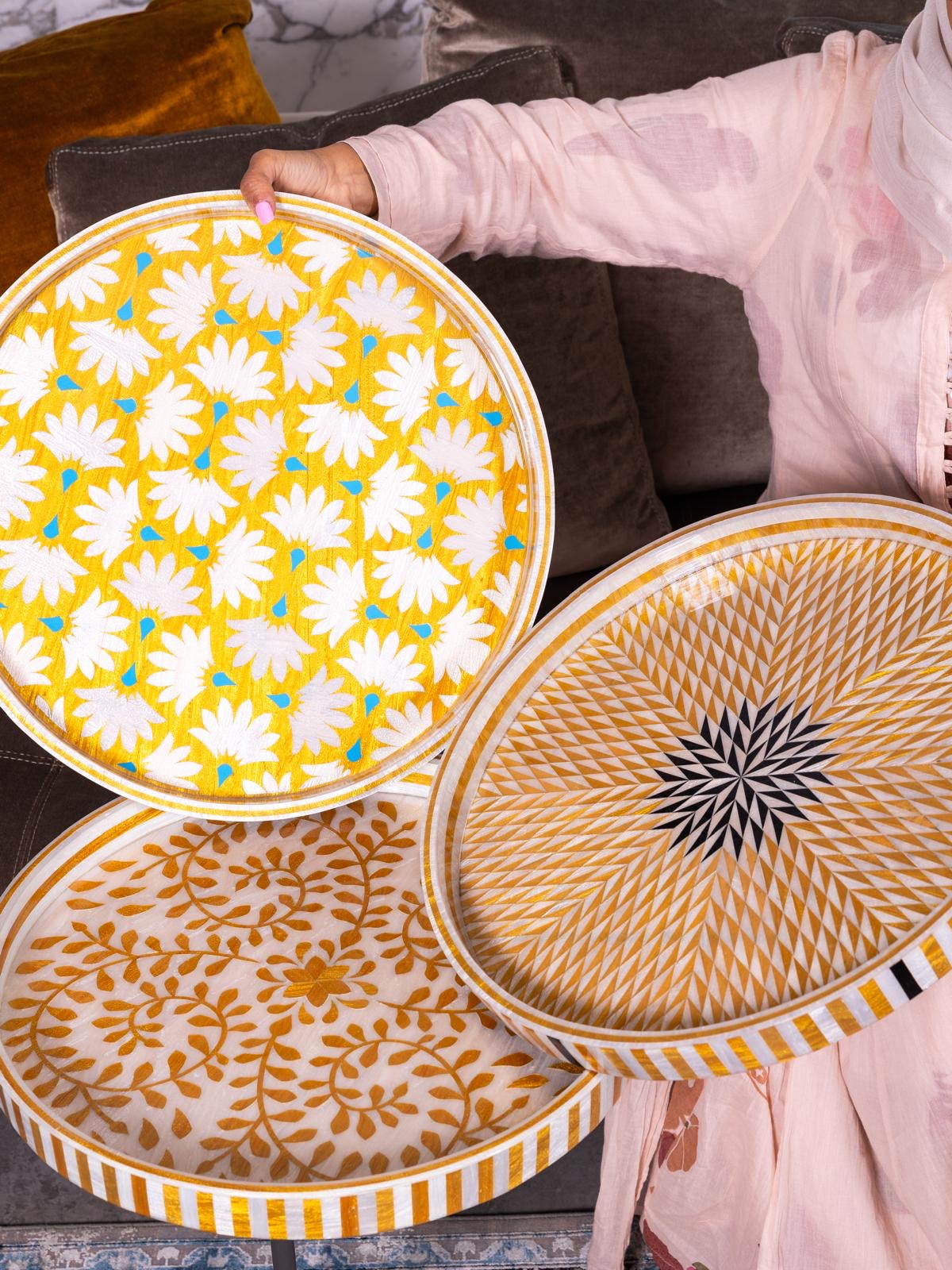 Golden Starburst Round Tray