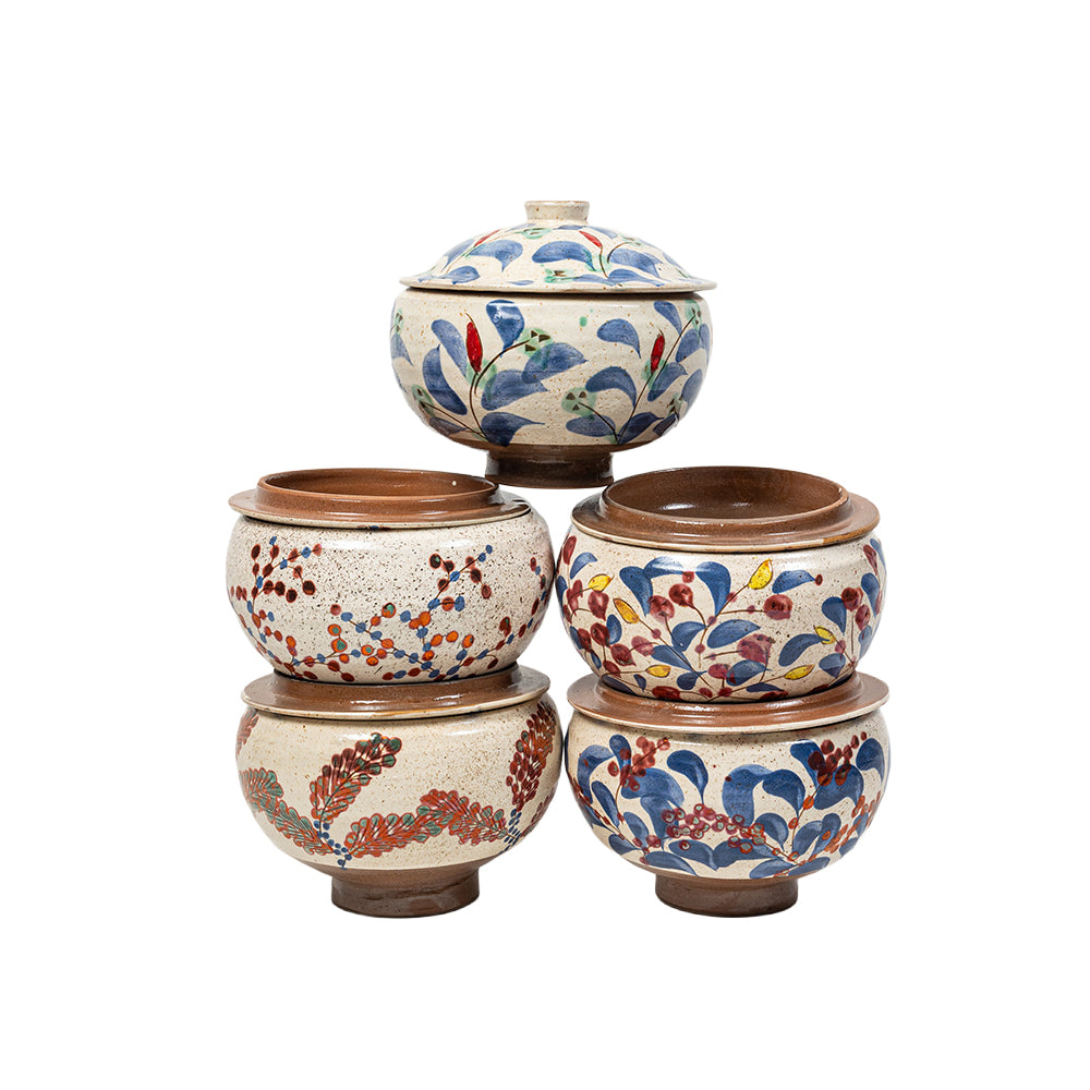 Blue Leaf Lidded Pot