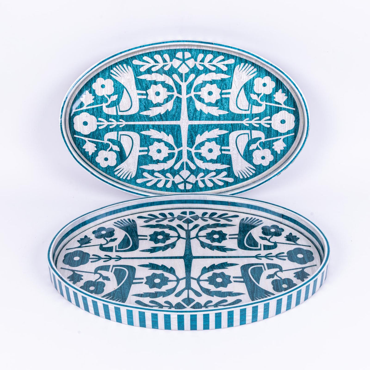 Love Birds Oval Turquoise Tray