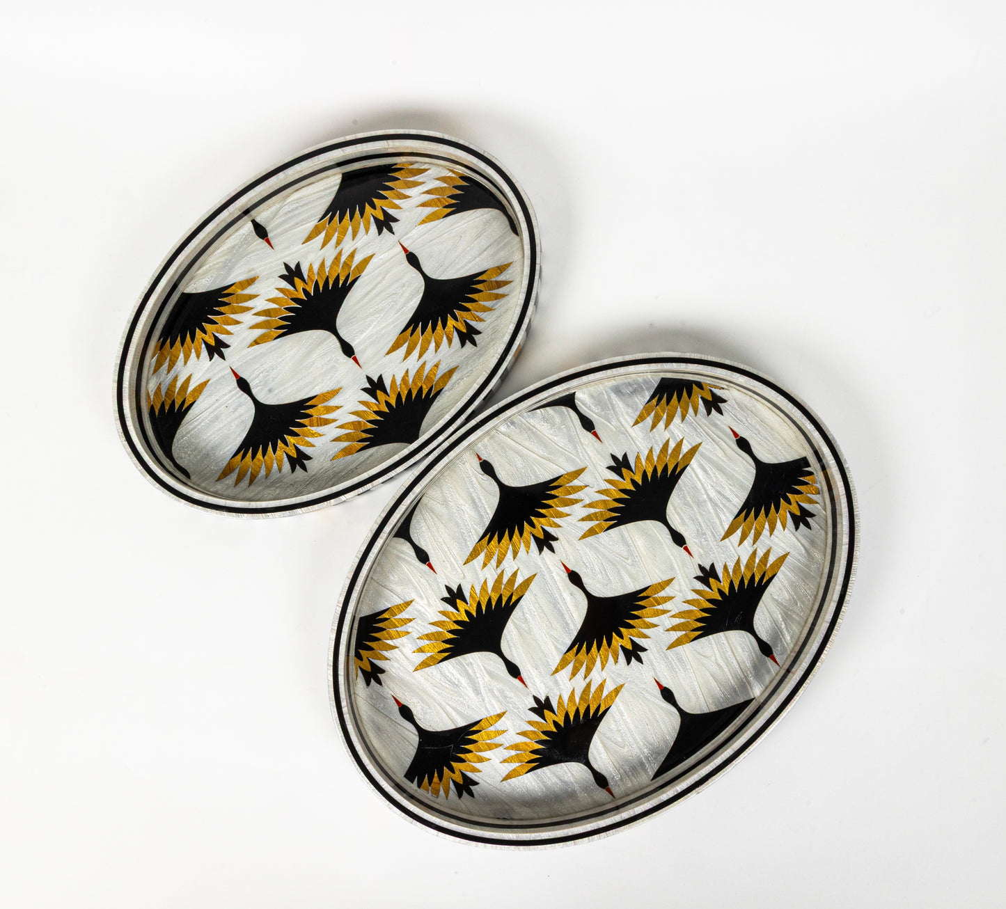 Oval Crane Dance Tray Set (NEW)