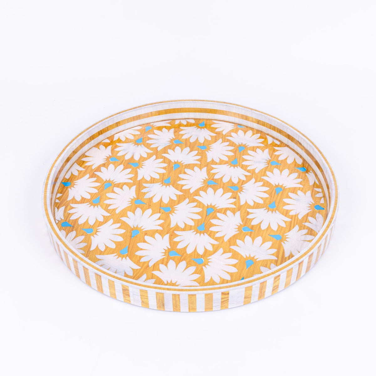Golden Bloom Round Tray