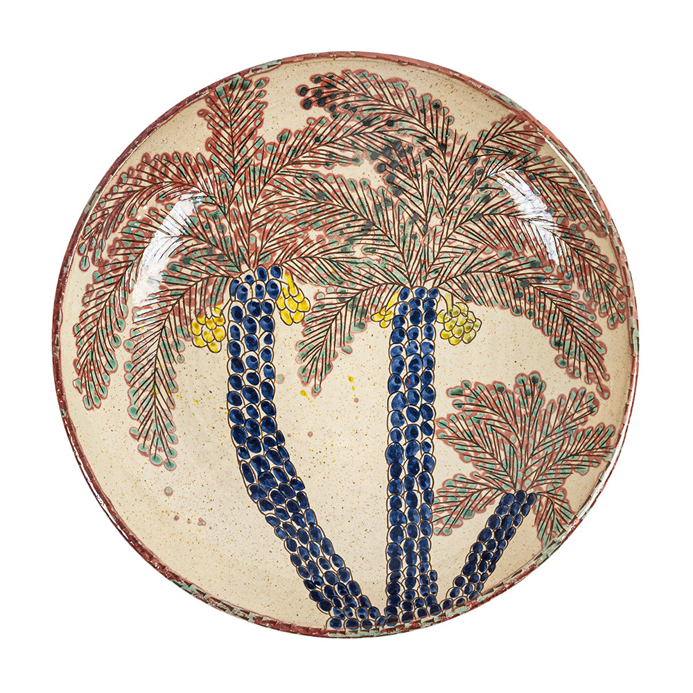 Red Palm Grove Round Plate