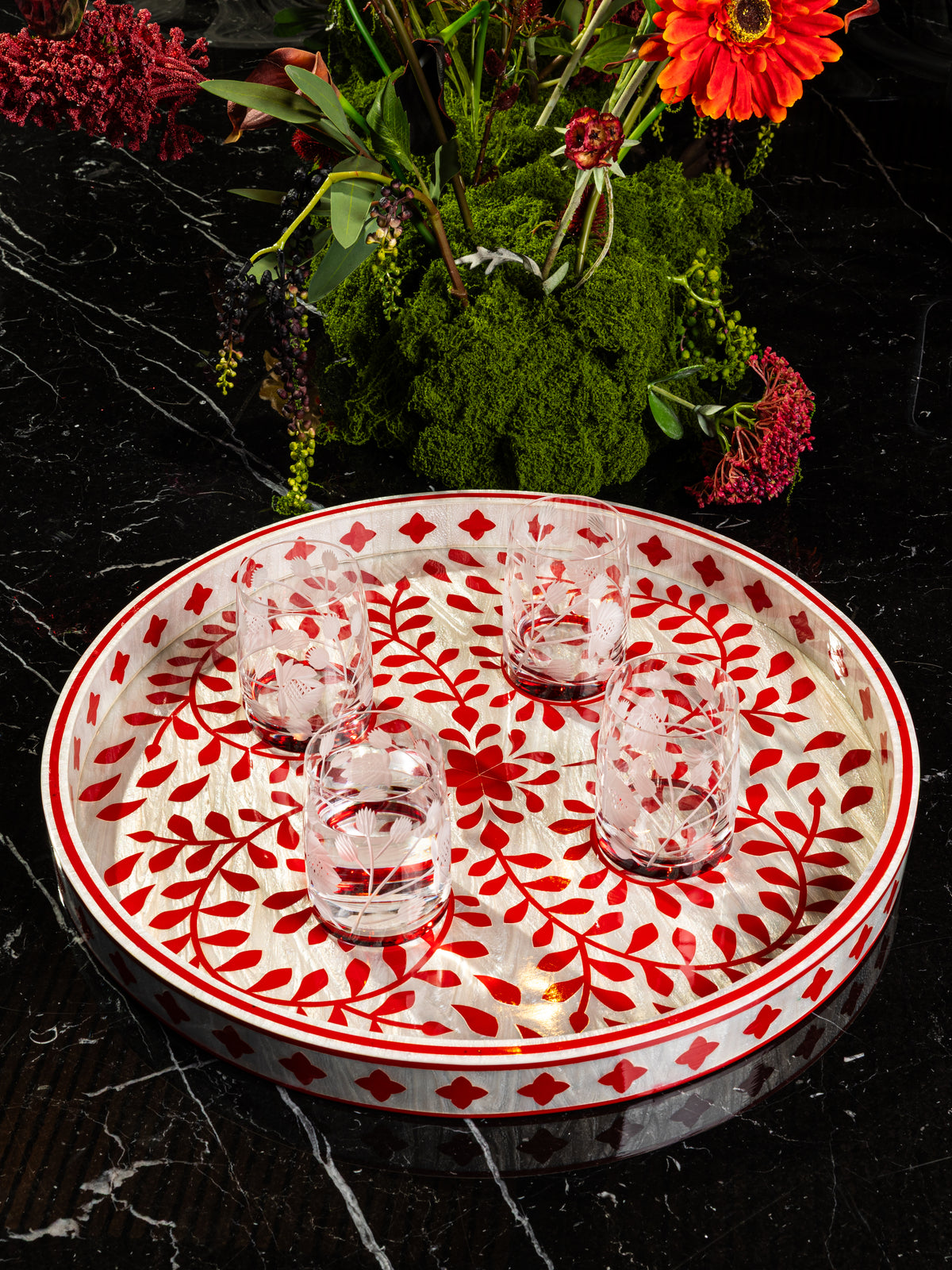 The Red Laurel  | Water Glasses Set
