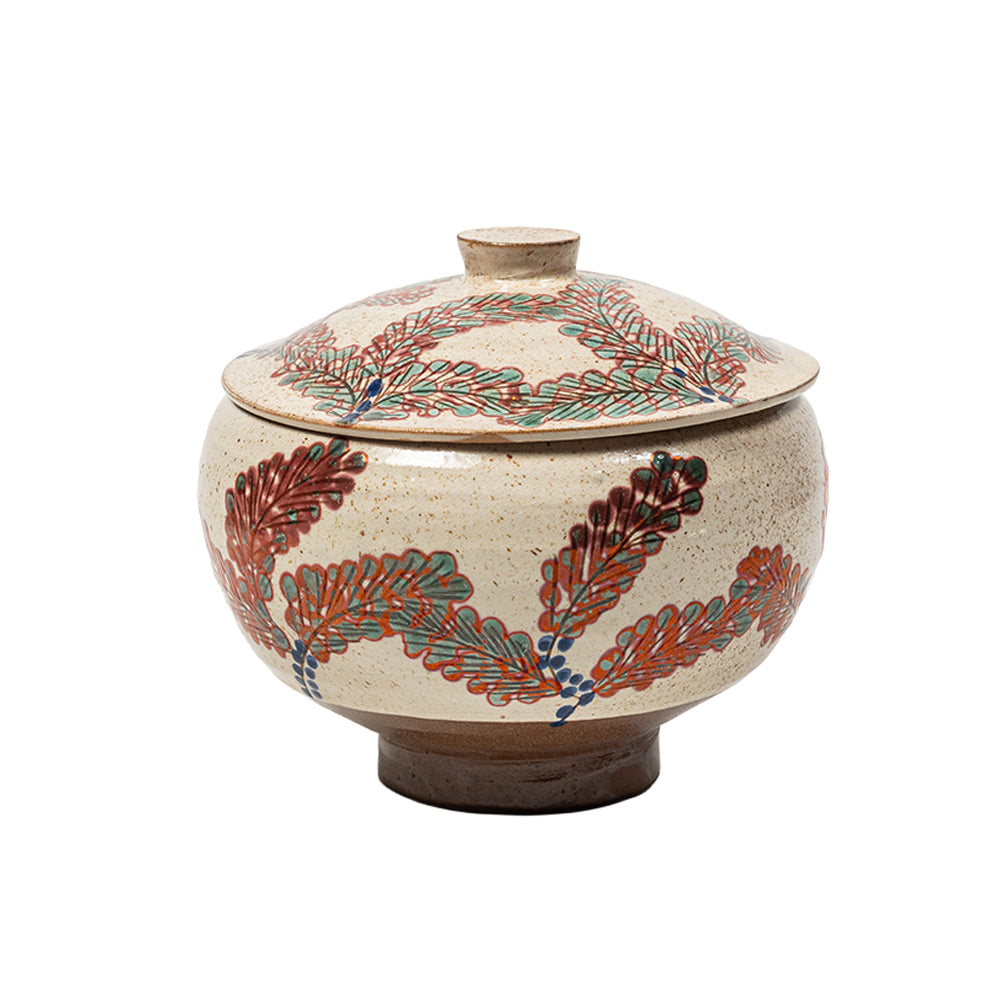 Coral Fern Lidded Pot