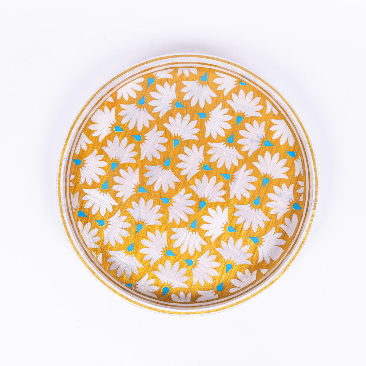 Golden Bloom Round Tray