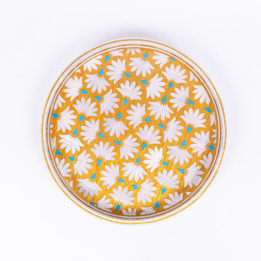 Golden Bloom Round Tray