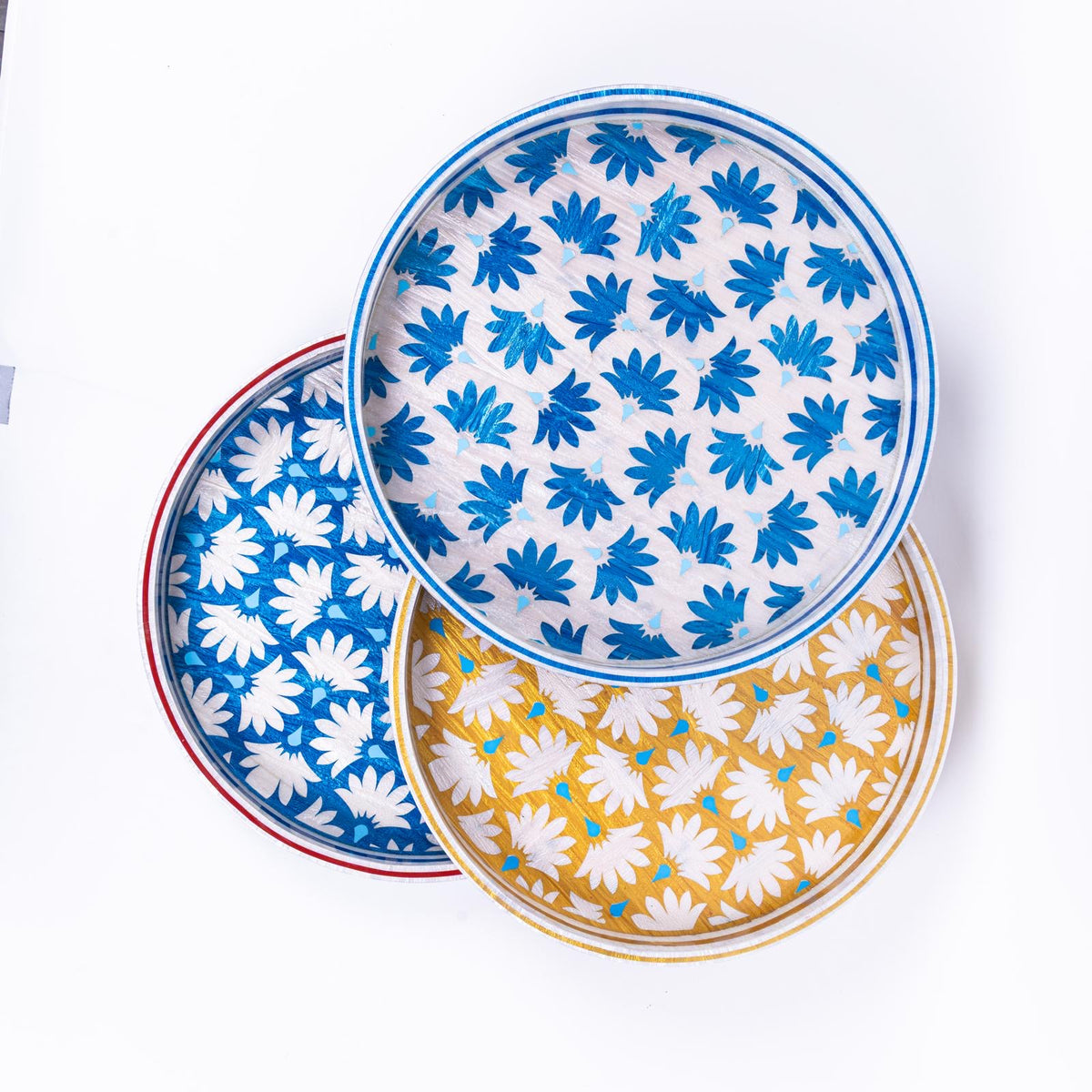 Golden Bloom Round Tray