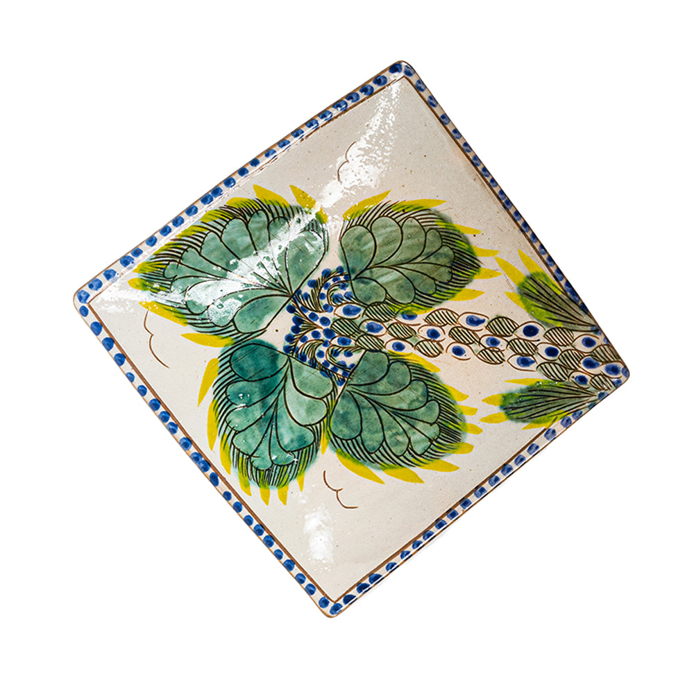 Peacock Motif Square Plate