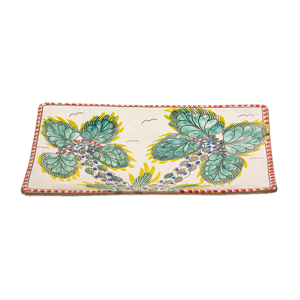Peacock Motif Rectangular Plate