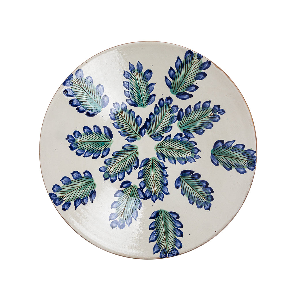 Blue Leaf Round Plate