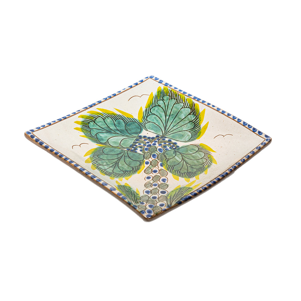 Peacock Motif Square Plate
