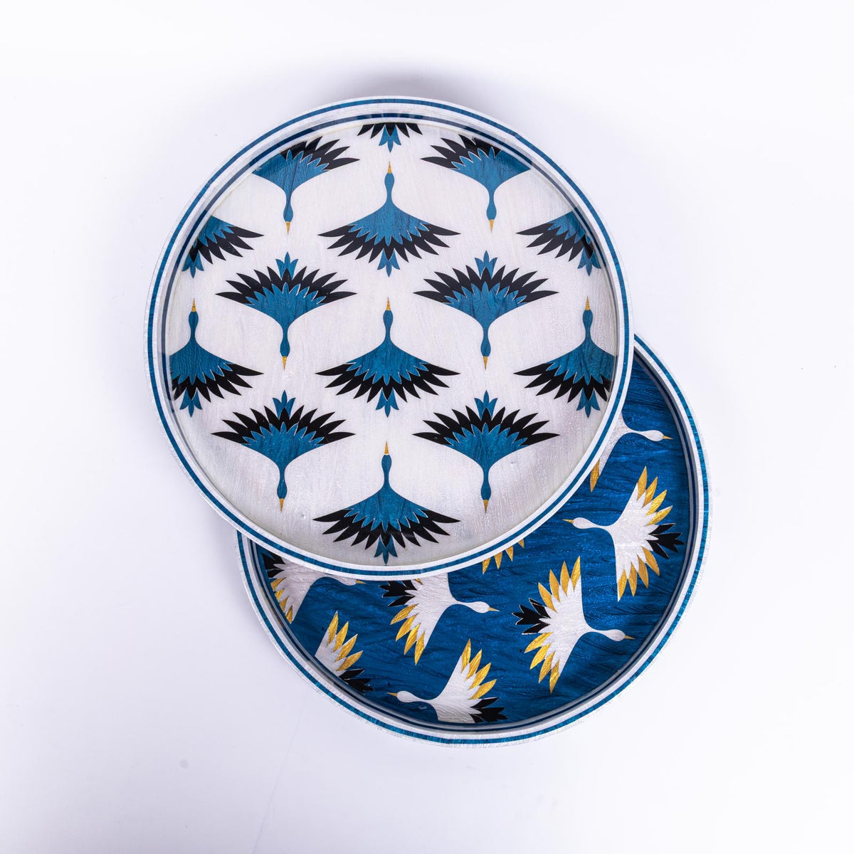 Blue Carne Round Ivory Tray