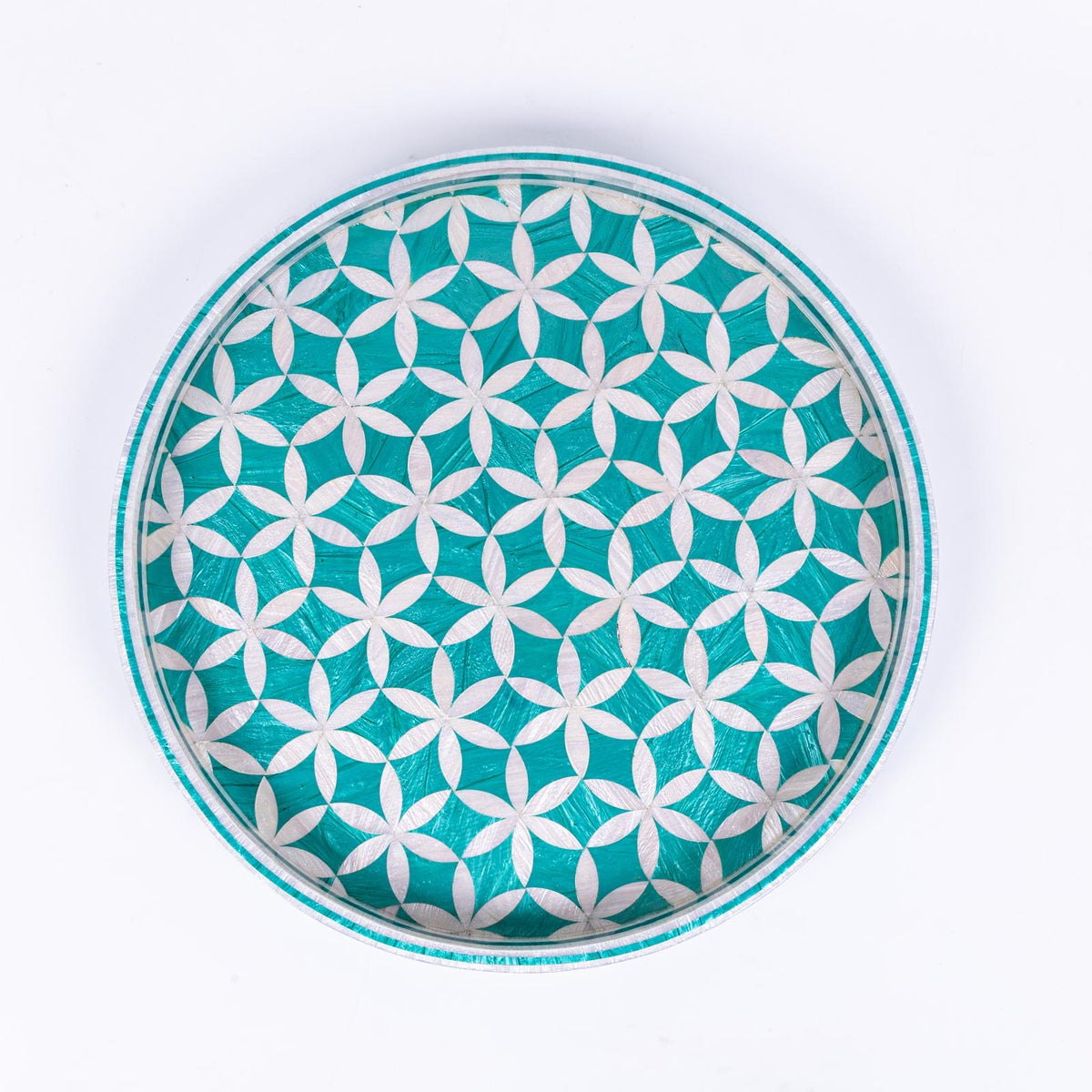 Bloom Round Turquoise Tray