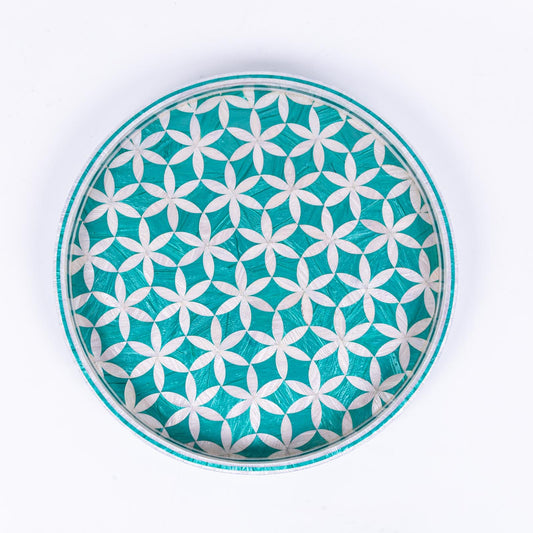 Bloom Round Turquoise Tray