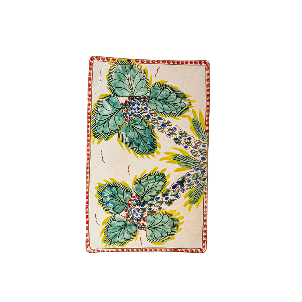Peacock Motif Rectangular Plate