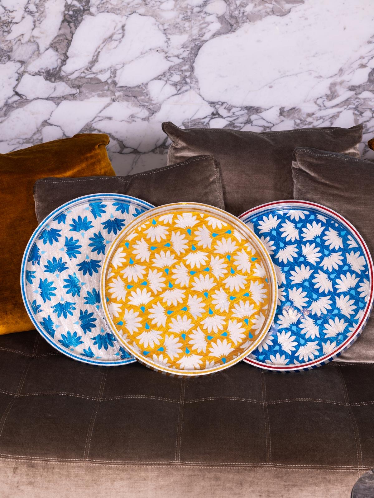 Golden Bloom Round Tray