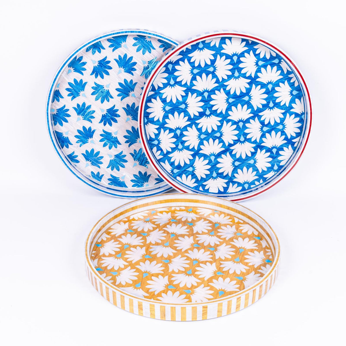 Golden Bloom Round Tray