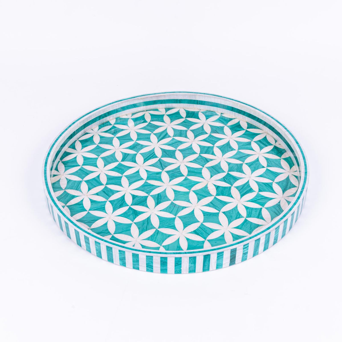 Bloom Round Turquoise Tray