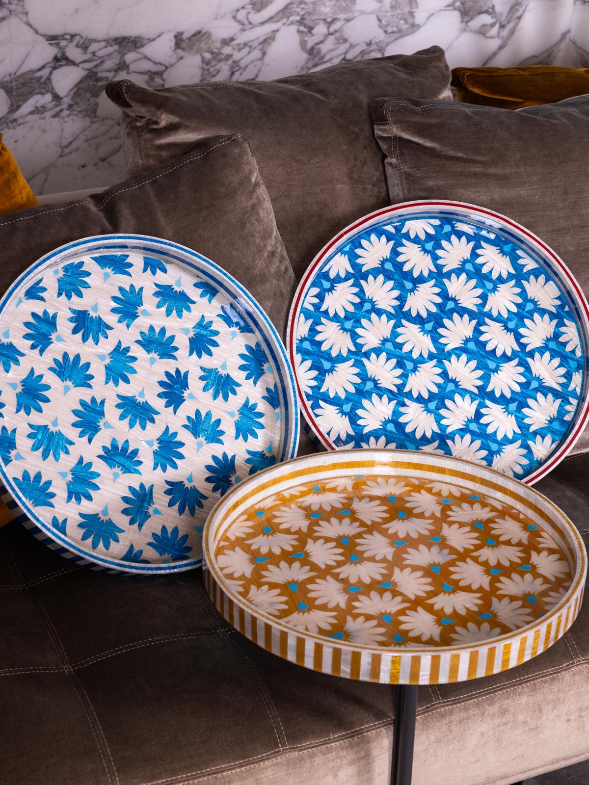 Azure Blue Round Tray