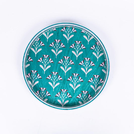Blush Bloom Turquoise Round Tray