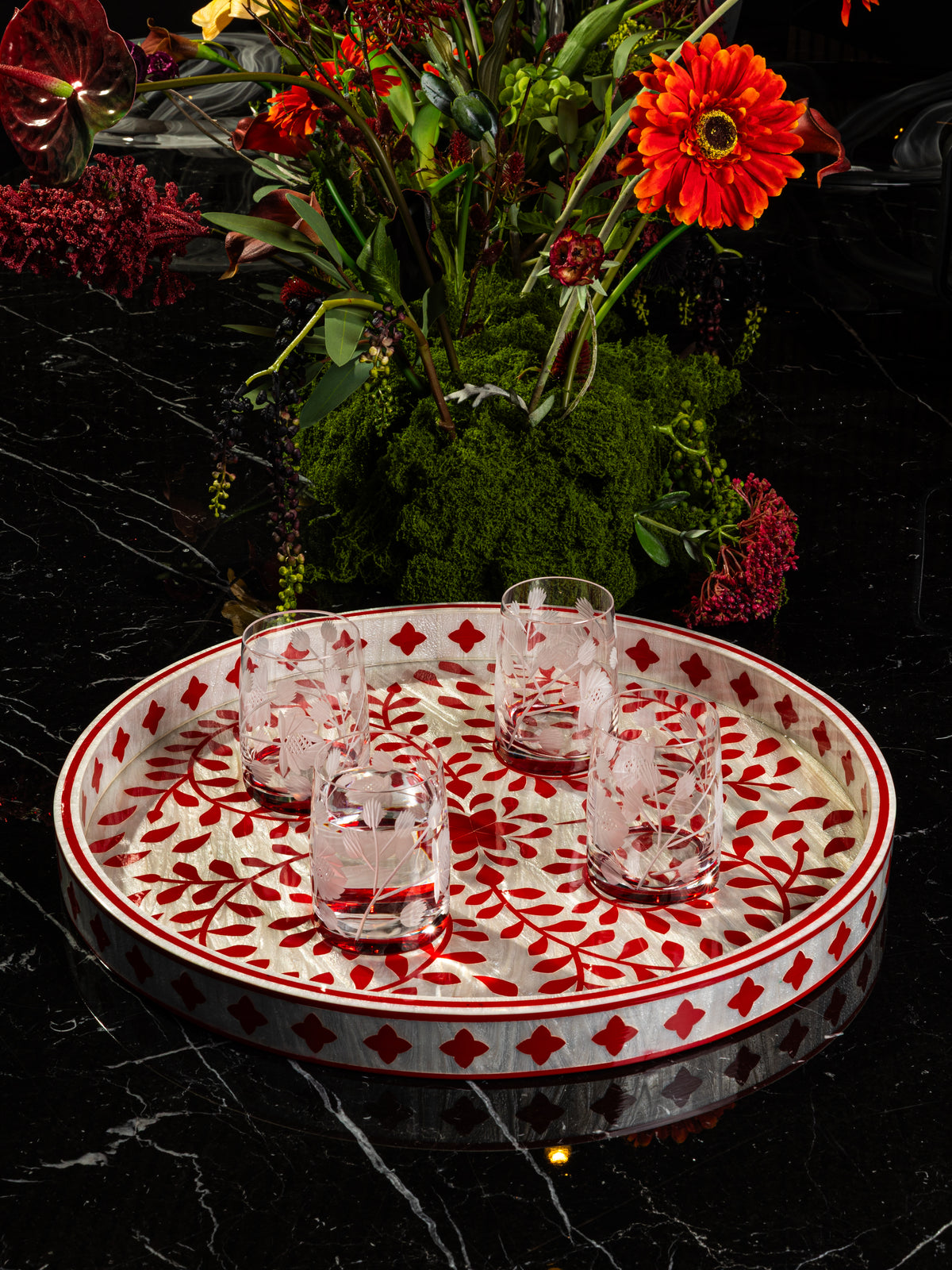 The Red Laurel  | Water Glasses Set