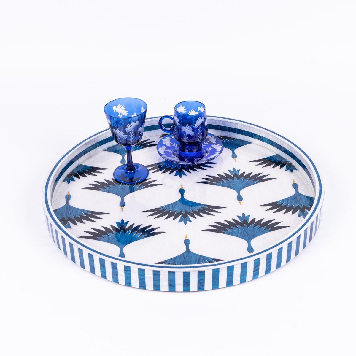 Blue Carne Round Ivory Tray