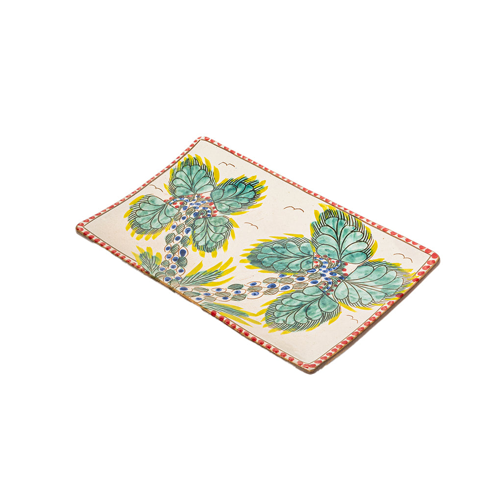 Peacock Motif Rectangular Plate