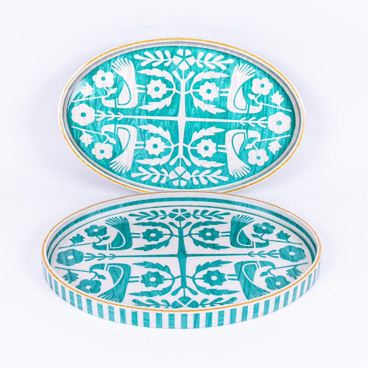 Love Birds Oval Turquoise Tray