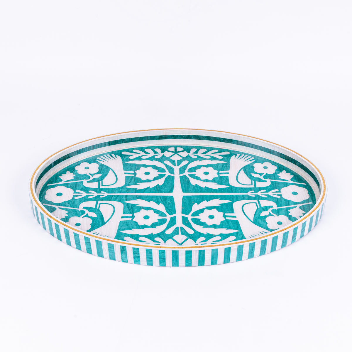 Love Birds Oval Turquoise Tray