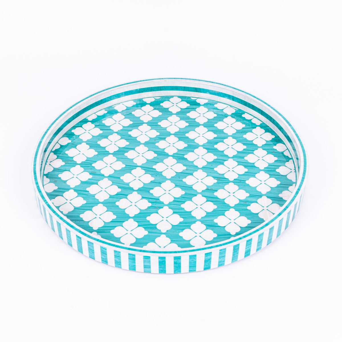 Clover Round Turquoise Tray