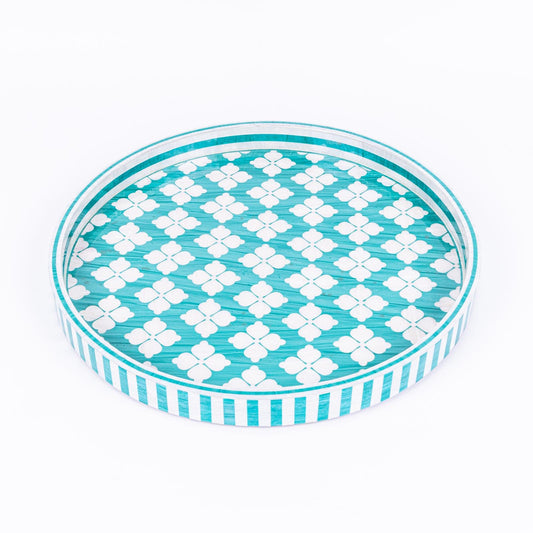 Clover Round Turquoise Tray