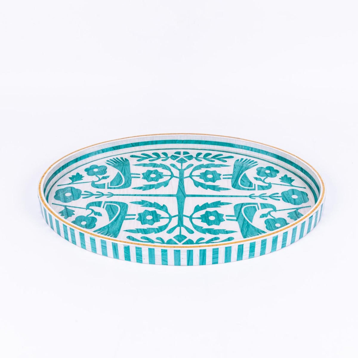 Love Bird Oval Ivory Turquoise Tray