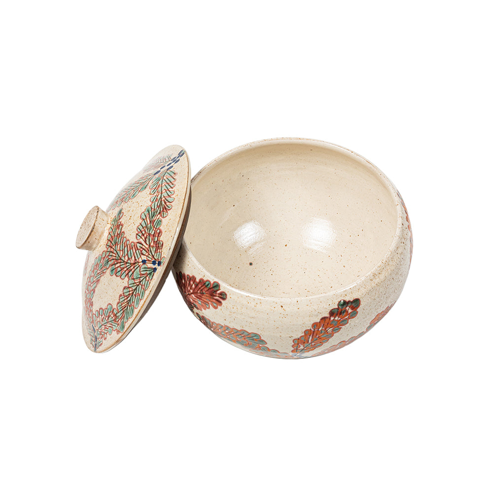 Coral Fern Lidded Pot