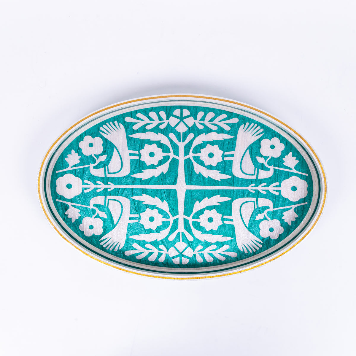 Love Birds Oval Turquoise Tray