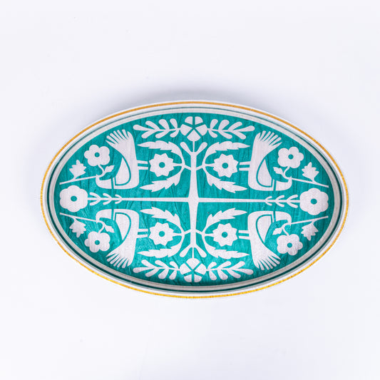Love Birds Oval Turquoise Tray