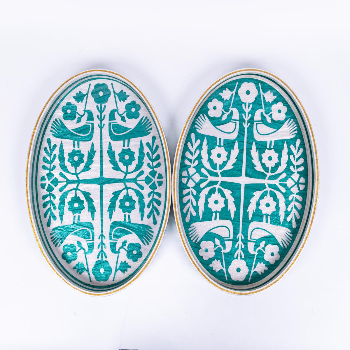 Love Birds Oval Turquoise Tray