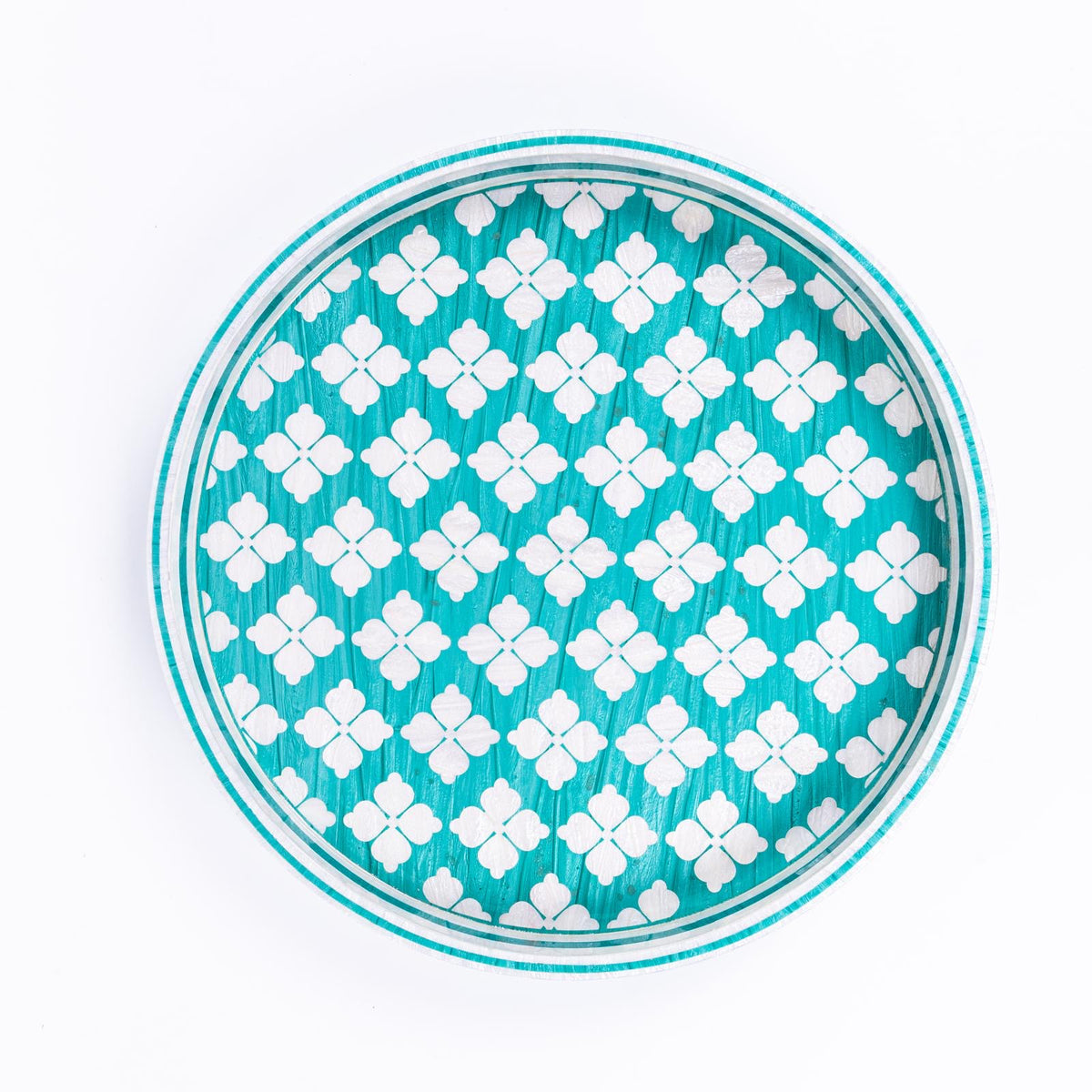 Clover Round Turquoise Tray