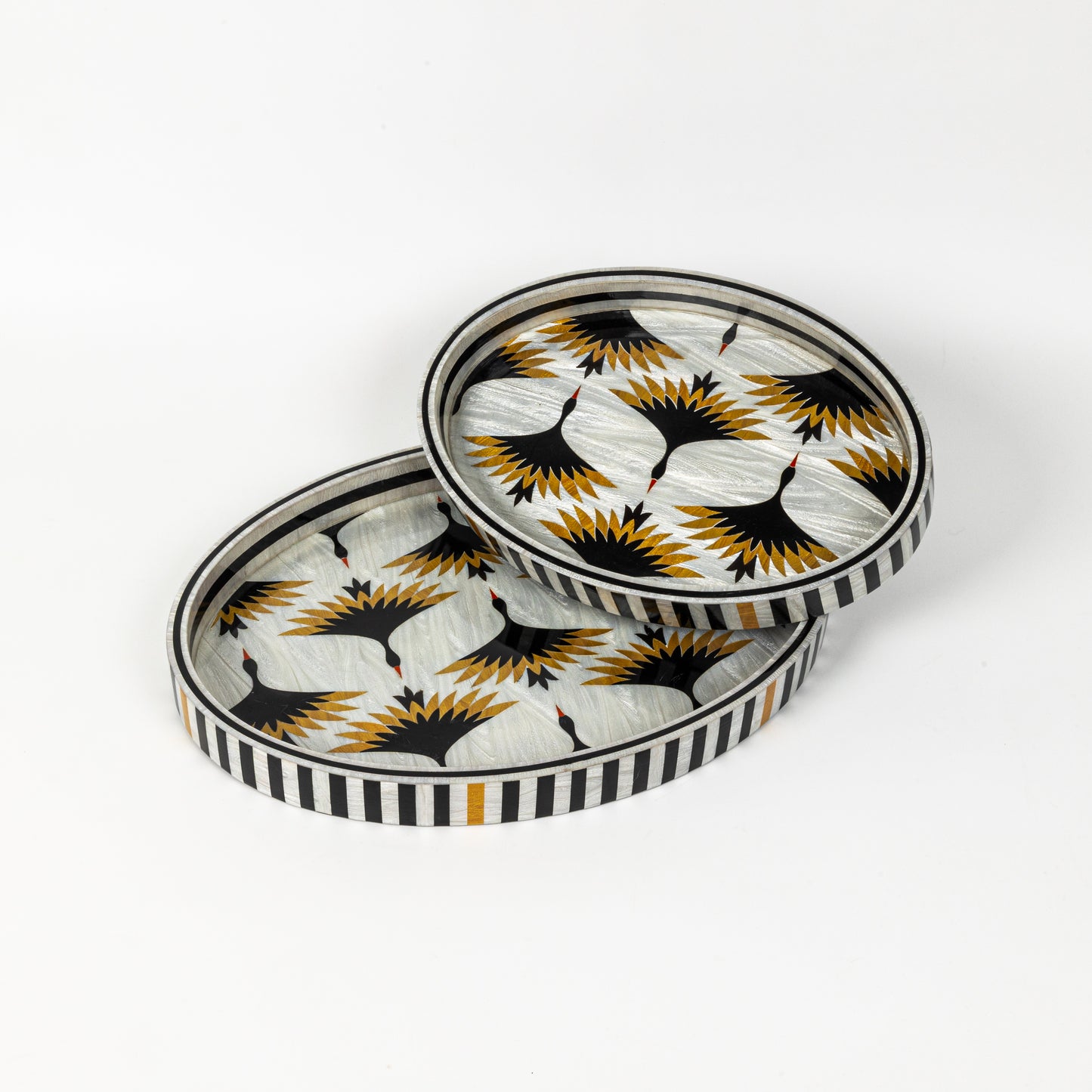 Oval Crane Dance Tray Set (NEW)